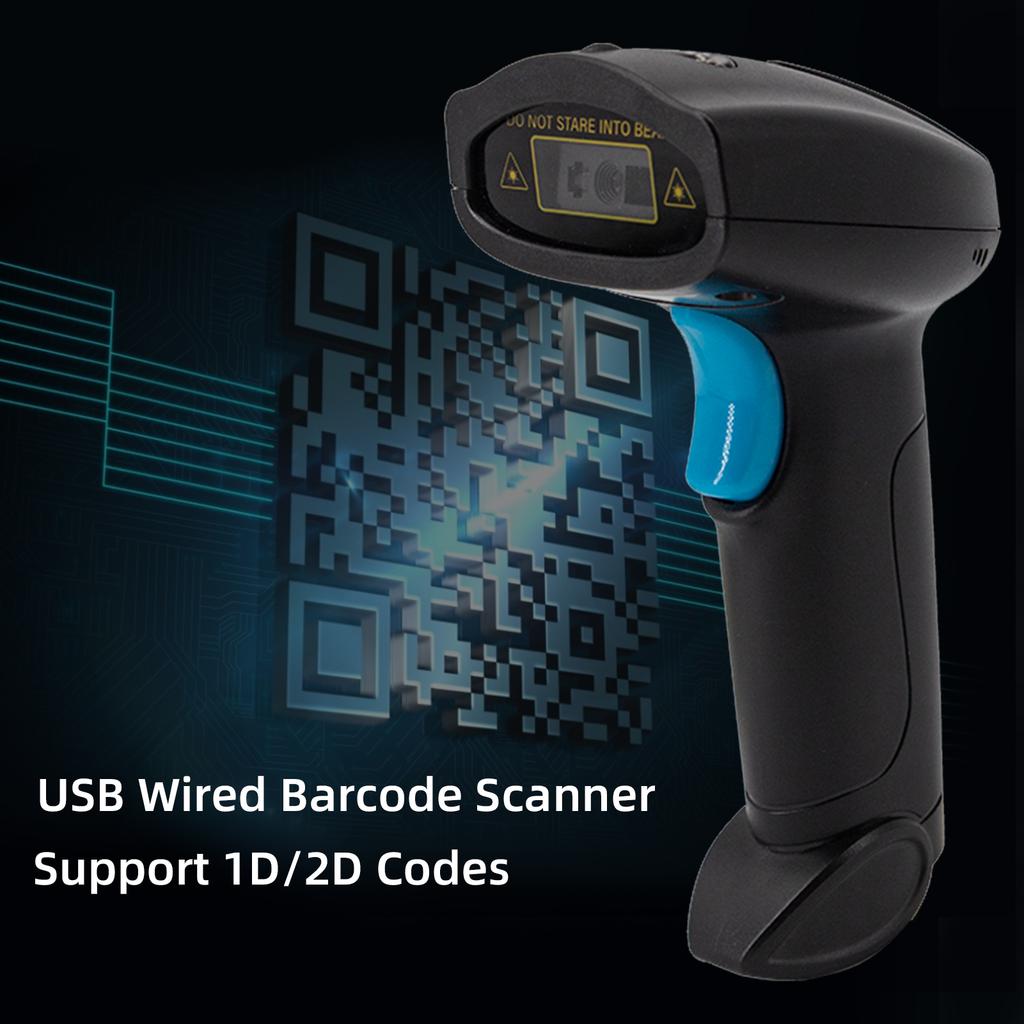 1D 2D Barcode Scanner Handheld USB Wired Bar Code Reader Manual Trigger Auto Continuous Scanning Support Paper Code