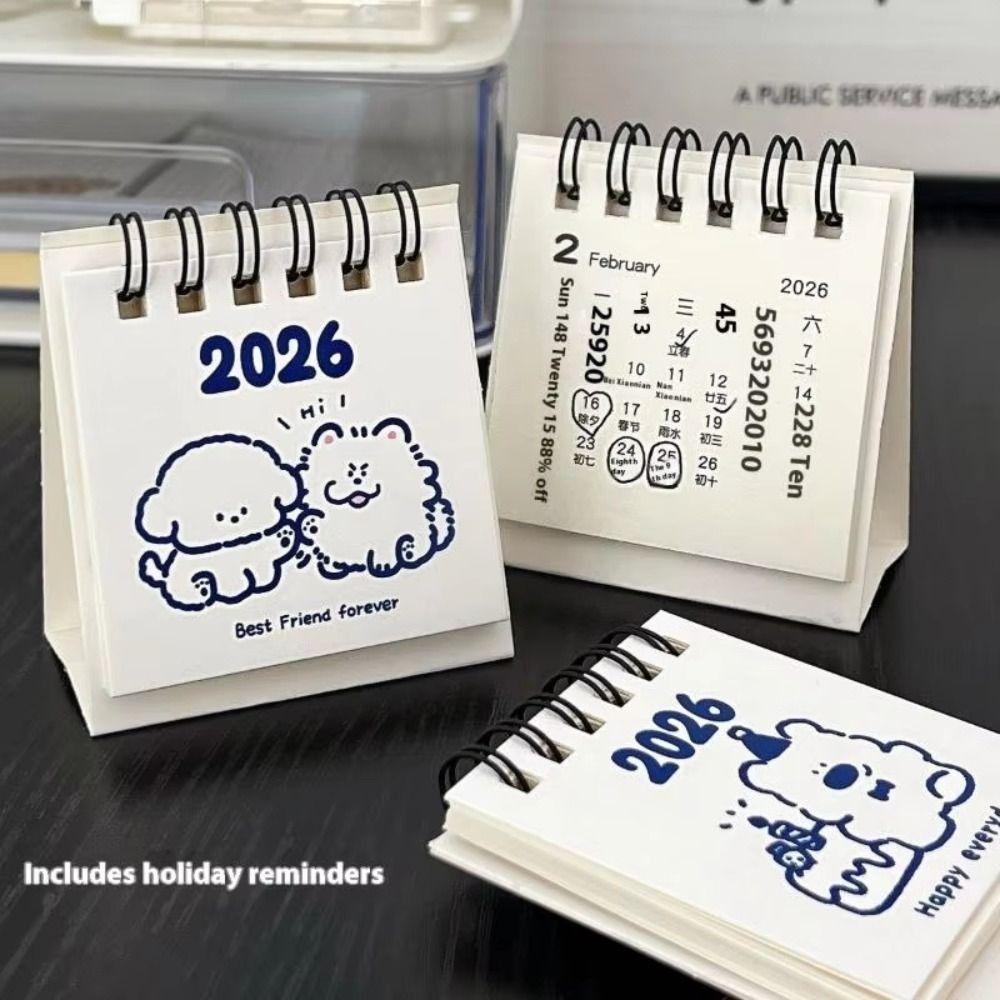 New Mini 2026 Desk Calendar Portable Cartoon Monthly Planner Calendar Plan Book Desktop Ornaments