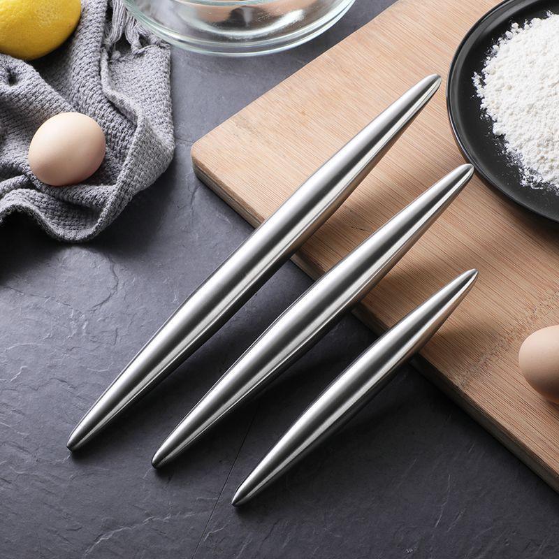 Fish Belly Flour Stick Rolling Pin, Creative Baking Tool with Pointed Ends, 304 Stainless Steel for Home and Hotel Use
