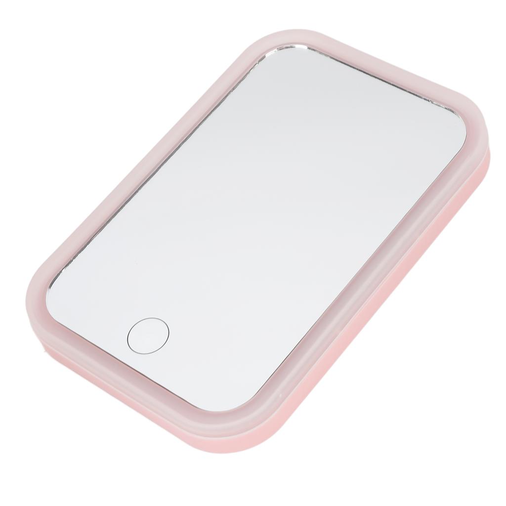 Lighted Makeup Mirror Pink LED Touch Control Square Mirror Desktop Fill In Adjustable Brightness Rotative Vanity Mirror