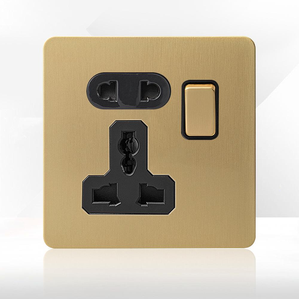 LangYeao Stainless Steel Wall Switch Socket UK Standard,1/2/3/4 Gang 1/2 Way Toggle Light Switch EU Sockets for Homes Hotels