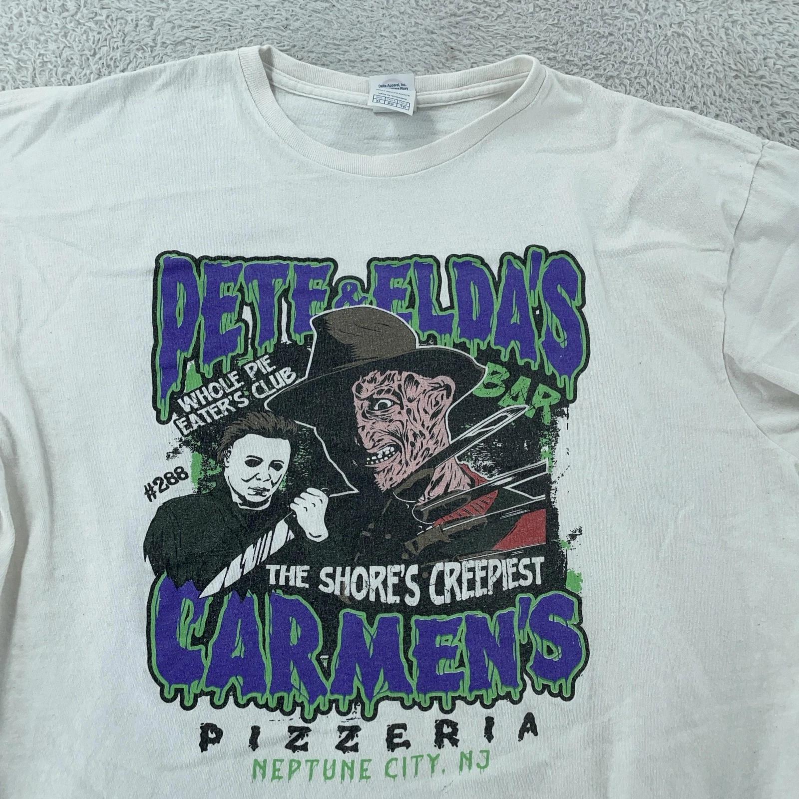 

Vtg Pete & Elda s Carmen s Pizzeria T-Shirt L Halloween Neptune City NJ #288 S