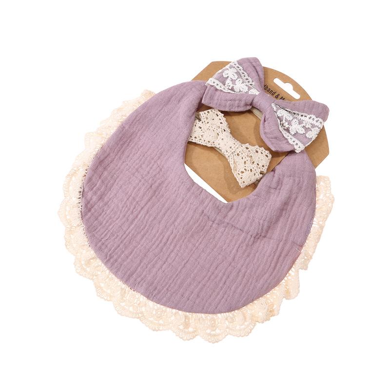 3 Teile/satz Solide Baumwolle Baby Lätzchen & Spitze Stirnbänder Prinzessin Jungen Mädchen Speichel Handtuch Fütterung Spucktücher Haar Bands