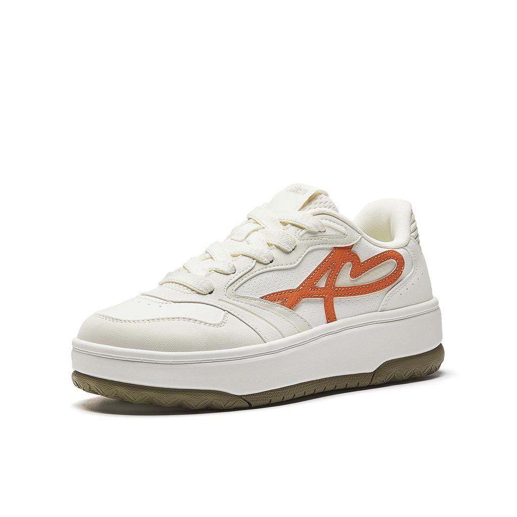 Anta Sunny Wind Synthetic Leather Rubber Comfortable Low-Top Skate Shoes Women sneaker White Gray Orange 122618034-2