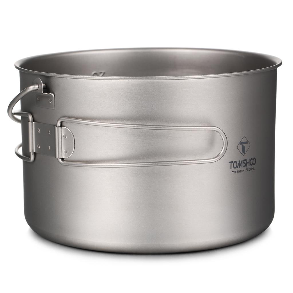 TOMSHOO Titanyum Tencere 750ml/900ml/1100ml/1600ml/2000ml/2800ml Kapaklı Ultra Hafif Askılı Tencere ve