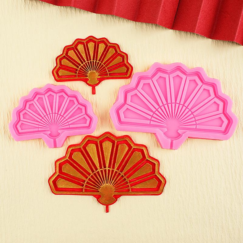 1Pc Chocolate Moulds Tools Baby Shower Party Chinese Fan Shaped 3D Silicone Fondant Mold For Cake Decorating Cake Sugar Craft