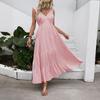 TikTok summer hot sale new solid color comfortable high temperament elegant holiday style dress women
