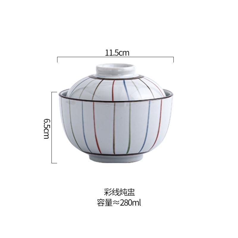 Hand-painted Ceramic Water-proof Stew Pot Small Household Stew Pot with Lid Steamed Egg Bowl Soup Porcelain Pot