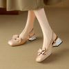 Krazing Pot Sheepskin Cow Skin Summer Size 40 Med Heels Butterfly-knot Decoration Square Toe Slingback Wedding Pumps