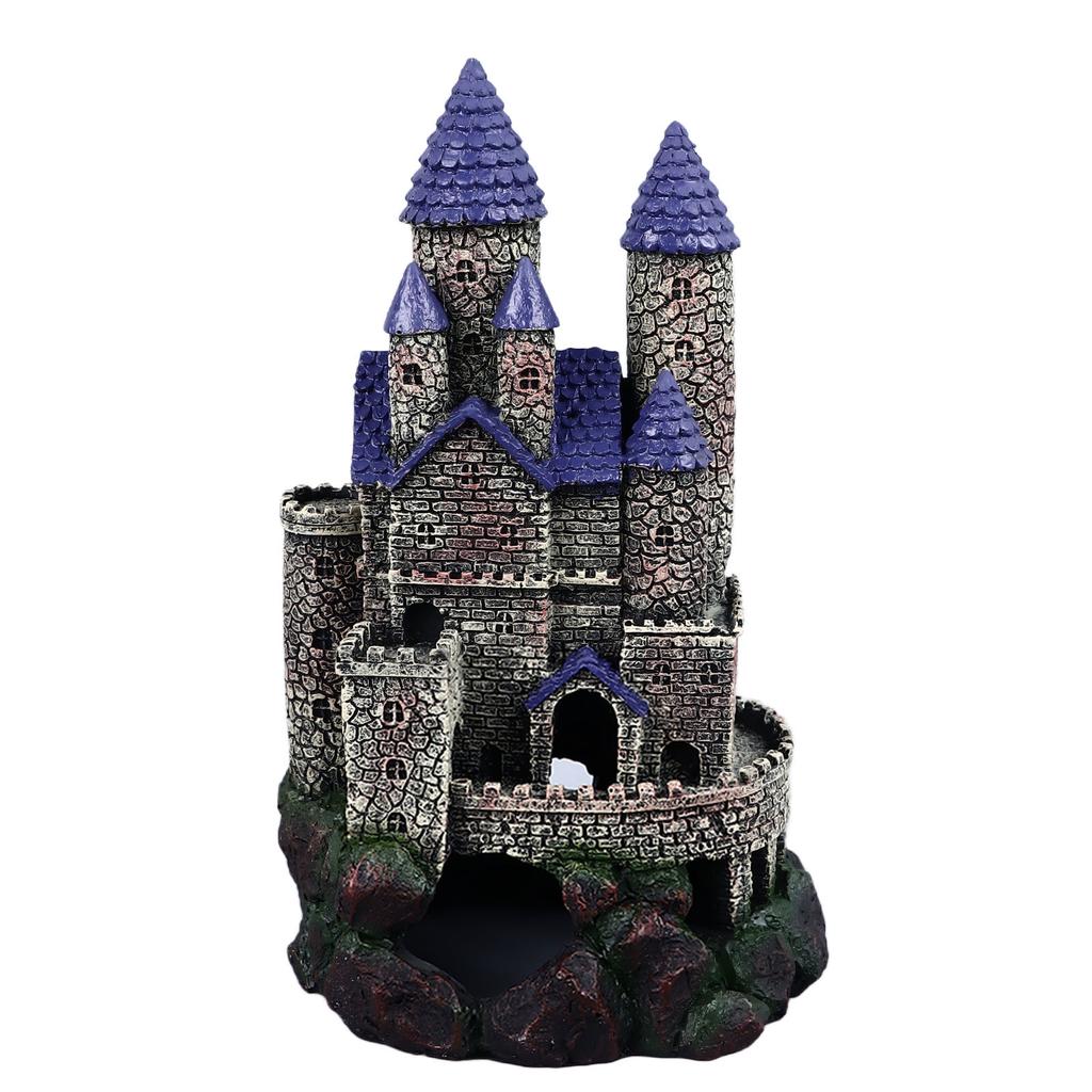 Aquarium Castle Decoration Simulated Resin Hideout Cave Fish Tank House Ornament for Freshwater Saltwater