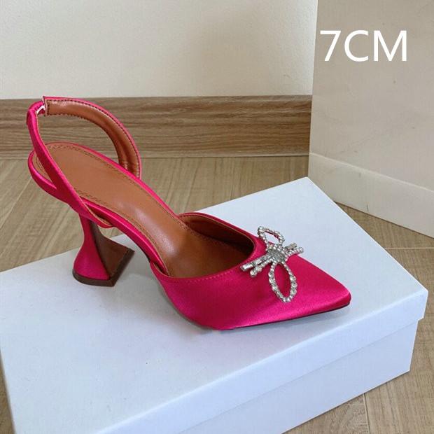 2025 Satin High Heels Women'S Bow Sexy Rhinestone Pointe Women'S Shoe Wine Glass Everything Stylish