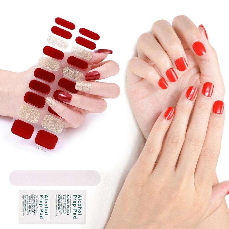Semi Cured Gel Nail Polish Stickers Fashion Design Classical Strips Waterproof Adhesive Full Wraps Gel Nail Art Stickers