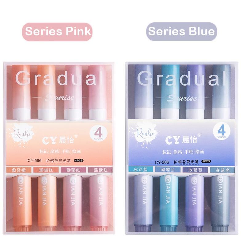 12/4 PCS Highlighter Pen Kawaii Multifunctional Color Markers Graffiti Painting Liner Pen Students School Supplies Stationery