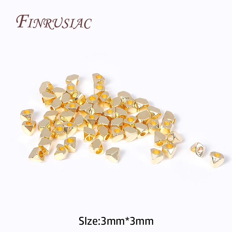

3MM 4MM Irregular Cut Corner Rhombus Beads 18K Gold Plated Brass Metal Spacer Beads For Handmade Beading/ Pearls Jewelry Making 10 pcs