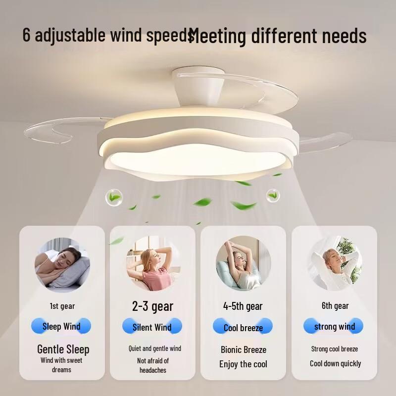 Dream Bubble 42-inch Double Wave Invisible Ceiling Fan with LED Light