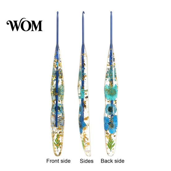 Comfortable Grip Crochet Hook Resin for Beginners, Crocheting Lovers, 2.0mm-8.0mm Ergonomic Artistic with Long Floral Handle Blankets, Dolls, Shawls,