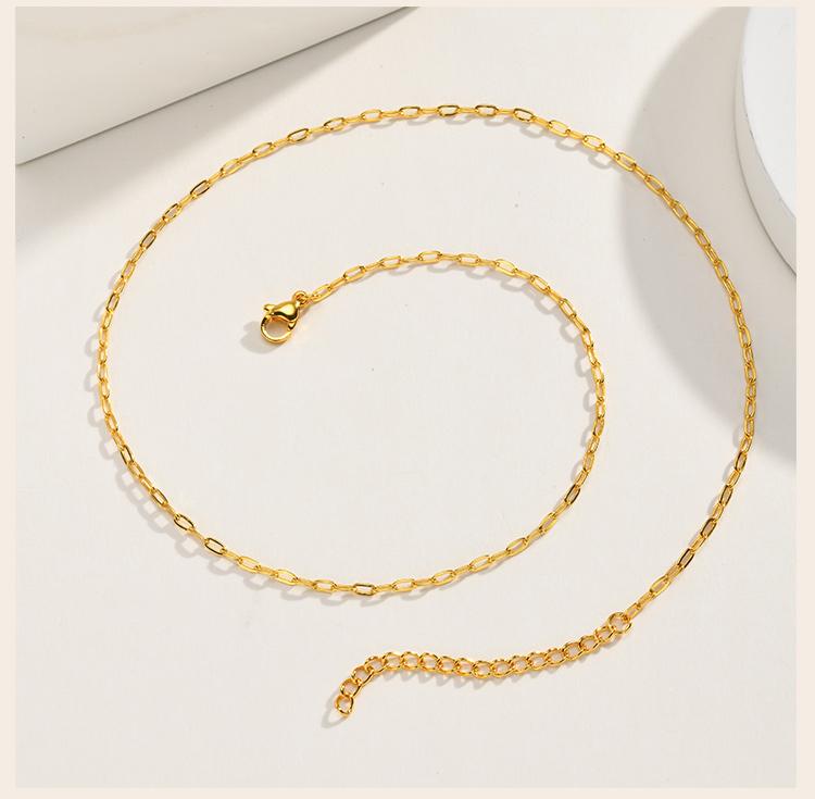 Dainty Paperclip Chain Necklace Stainless Steel 2mm Thin Rectangle Link Non Tarnish Jewelry for Women