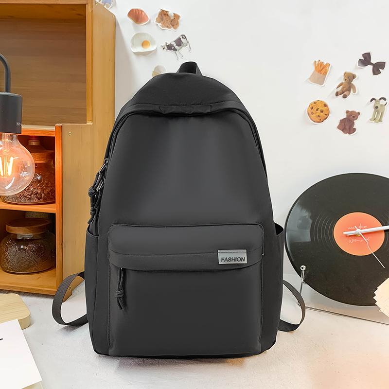 Solid Color Student Schoolbag Male Large Capacity Travel Backpack Female Junior High School Student Backpack