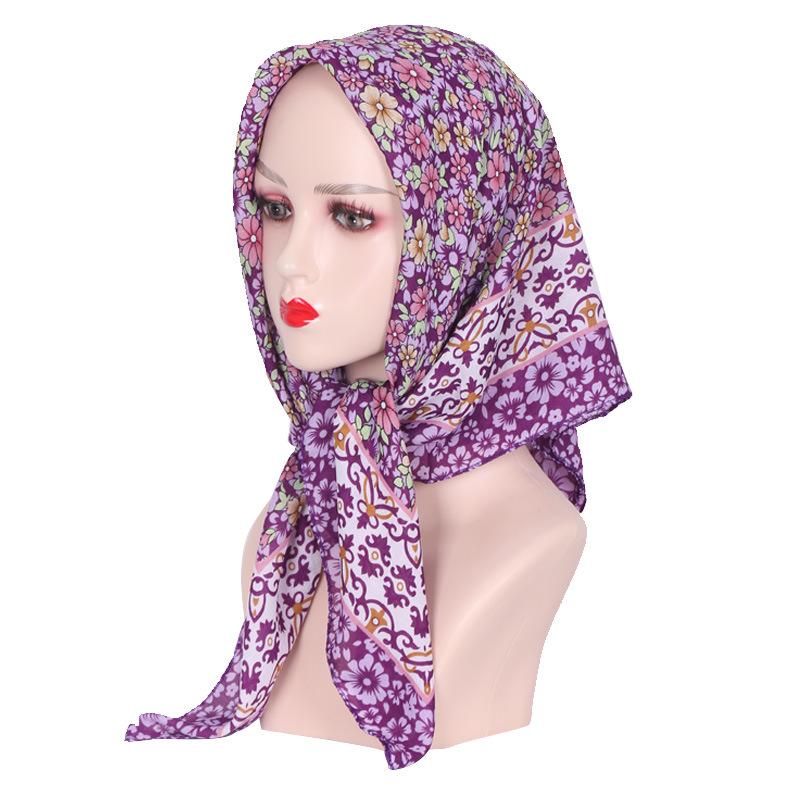 85*85Cm Hijabs For Woman Scarf Muslim Headscarf Printed Square Scarves Thin Luxurious Retro Handkerchief Babushka New