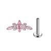 1 PZ Titanio G23 Piercing Labret Filettatura Interna Orecchini Zircone Occhio di Cavallo Fiore Helix Cartilagine Stud Labbra Gioielli per il Corpo 16G
