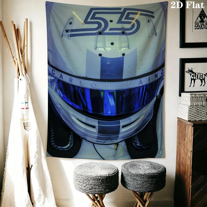 Carlos Sainz Wall Tapestry Aesthetic Wall Hanging Printed Fabric Blanket Decorative Tapestries for Bedroom Living Room Home Decor