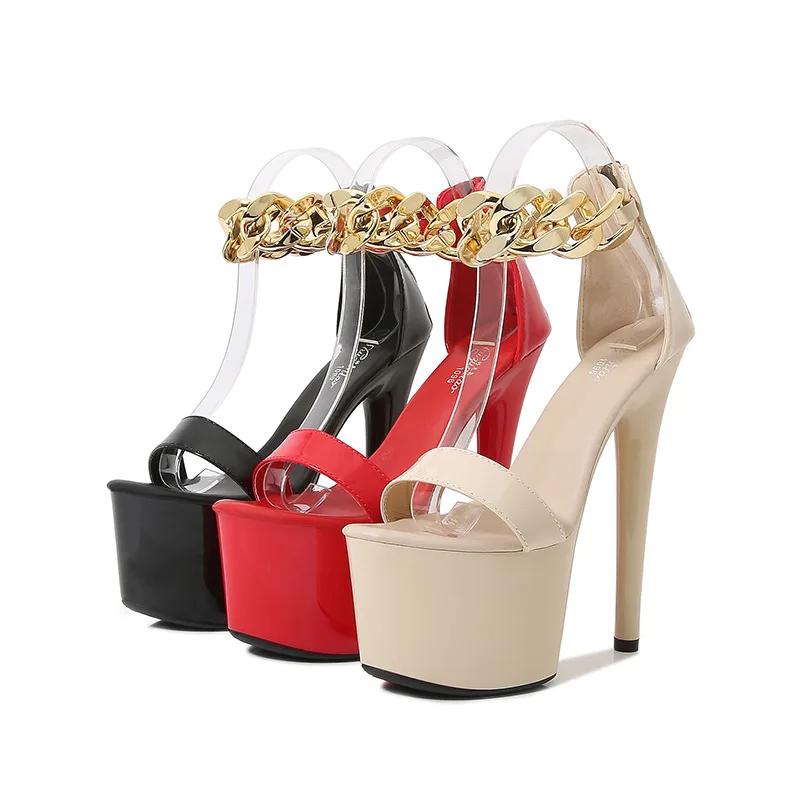 Dámské sandály 2024 Módní vysoký podpatek Nýt Pódium 16,5CM Kulatý podpatek Boty Léto Sexy Vodotěsné Platformy Klub Dámská obuv