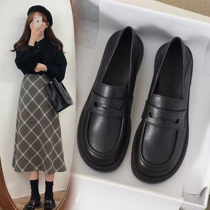 Dames enkelschoen lente 2025 nieuw zacht leer kleine leren schoenen dames werk zacht zool schoenen Britse stijl loafers dames