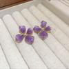 Fashionable Earrings With Retro Oil Dripping Four Leaf Flower Earrings For Women