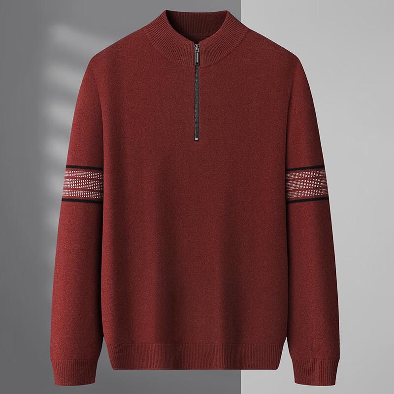 Men s Plus Size Mock Neck Half-Zip Wool Sweater 140/7XL