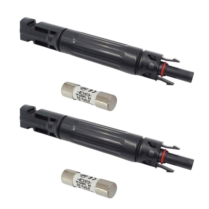 Pack Of 2 1000V Solar Fuses Waterproof Connector Photovoltaic System Accessory for Panel String Install & Protections