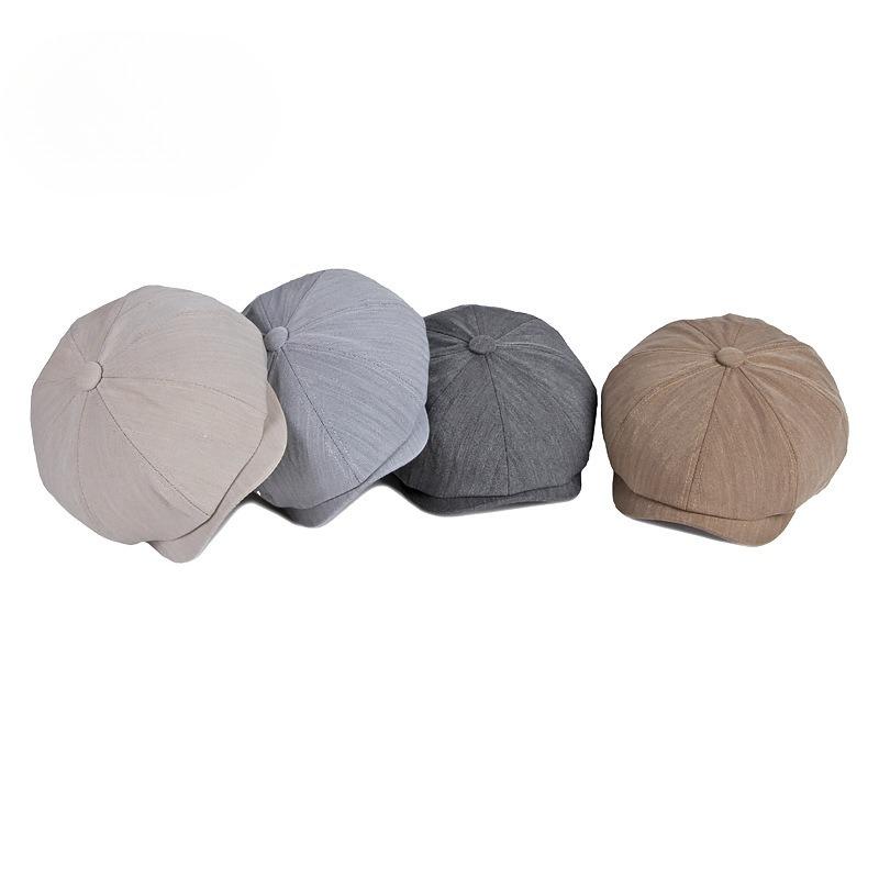 Summer Thin Newsboy Cap for Men Women British Retro Octagonal Hat Breathable Solid Color Peaked Flat Beret Painter Hat