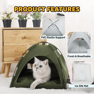 Cat Tent House, Portable Indoor/Outdoor Pet Tent House For Cats, Puppies And Other Small Animals