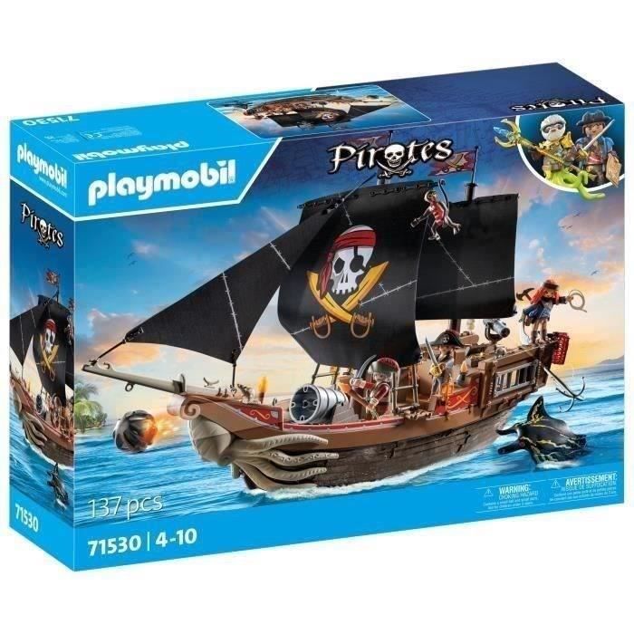 PLAYMOBIL 71530 Bateau pirates, 137 pièces dont 3 personnages et 4 animaux, Les Pirates, Jeu de rôle créatif, Dès 4 ans