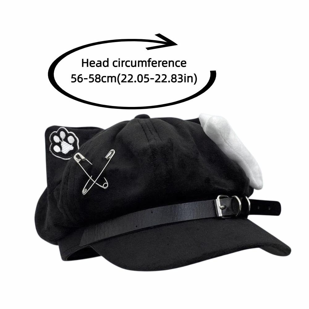 Cute Cat Ears Women's Beret Anime Cat Paw Pattern Newsboy Cap Sweet Japanese Style Baseball Cap Everyday Outfits