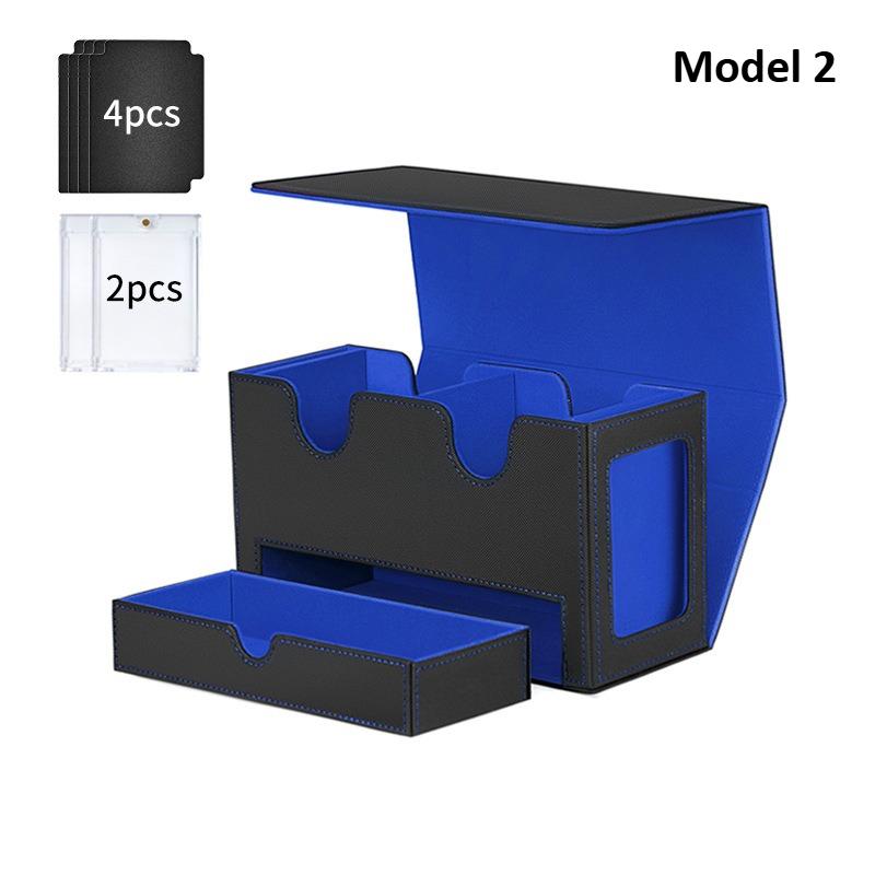 3in1 Deck Box Sports Card Storage Box Fits 200+ Single Sleeved Card Deck Case for MTG TCG CCG Cards with 4 Dividers 2 Toploaders