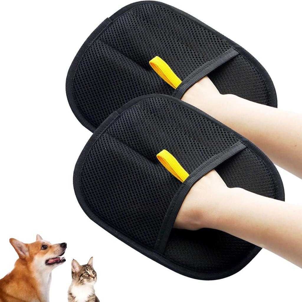Pet Hair Remover Brushing Gloves – Remove Fur from Clothing, Furniture, Car Seats, Bedding & Upholstery Lint Hair Grooming Tool