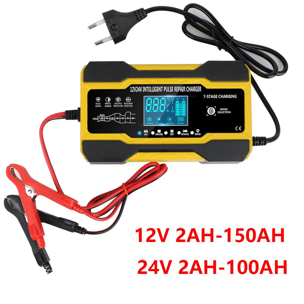 Car Battery Charger Full Automatic Wet Dry Lead Acid Battery Digital Display Battery Charger Pulse Repair 12V 10A / 24V 5A