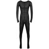 Mens Solid Color Bodystocking Long Sleeve Stretchy Bodysuit with Bulge Pouch Nightwear Underwear