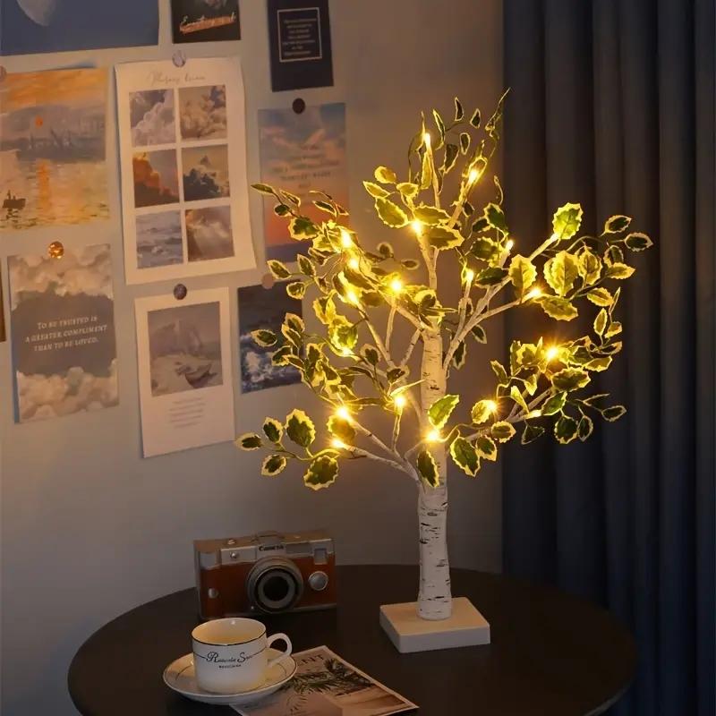 D5 Led Tree Light Indoor Simulation Green Leaves White Birch Tree Home Decoration Lights Christmas Party Popular Luminous Tree