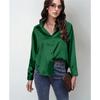 Spring Summer Satin Blouse Women Long Sleeve Shirt Faux Silk Top Casual European American Style