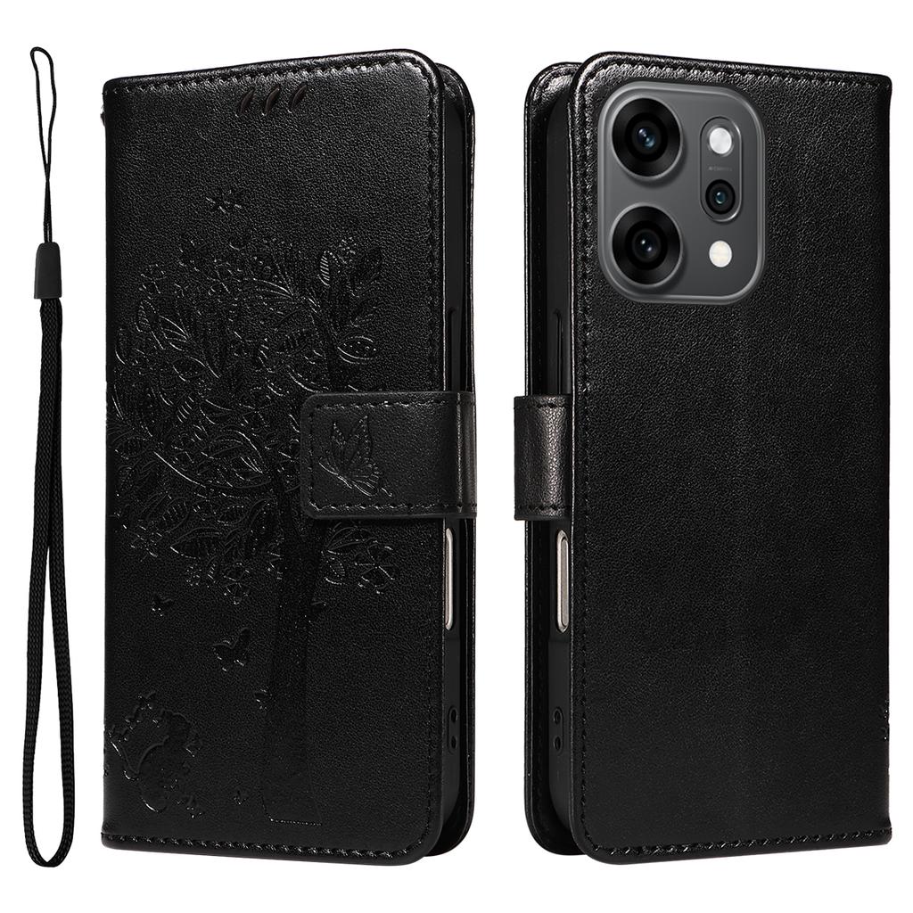 For Oppo Reno14 Pro 5G (China)/Oppo Reno14 Pro 5G (Global) Phone Case with Stand Cat Tree Pattern Leather Wallet Mobile Cover