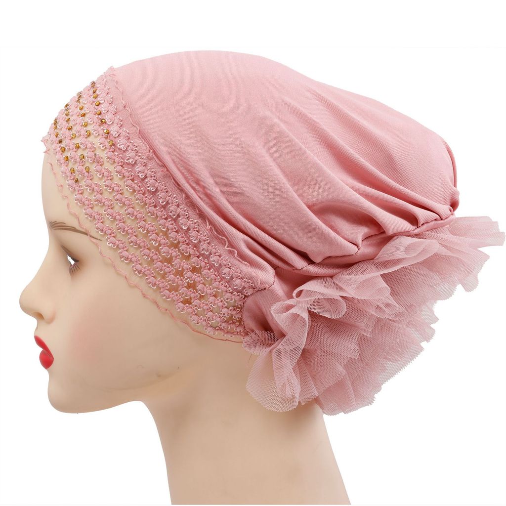 Plain Color Silk Cotton Head Cover With Sunshade And Elastic Band For Casual Wear