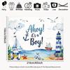 2D Coastal Ocean Ahoy It's a Boy Backdrop for Nautical Themed Baby Shower Decor