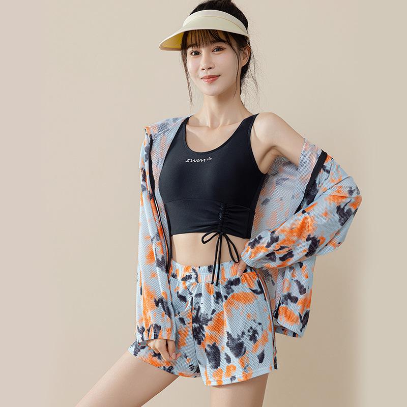 

Женский спортивный купальник большого размера для похудения: Верхняя одежда с длинным рукавом, пляжные шорты плоского кроя и жилет XL