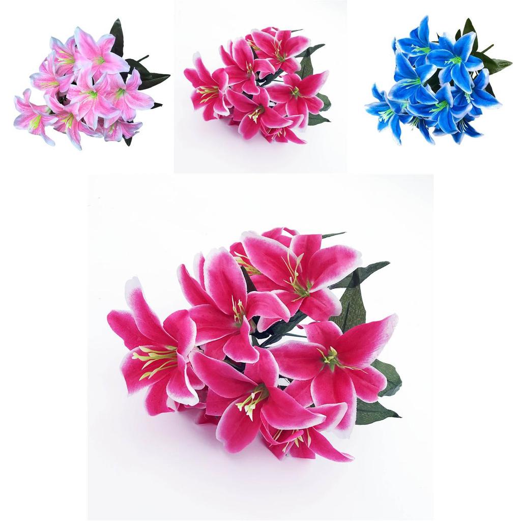 Elegant 45cm 10 Heads Artificial Stargazer Lilies Chic Silk Flower Bouquet For Weddings