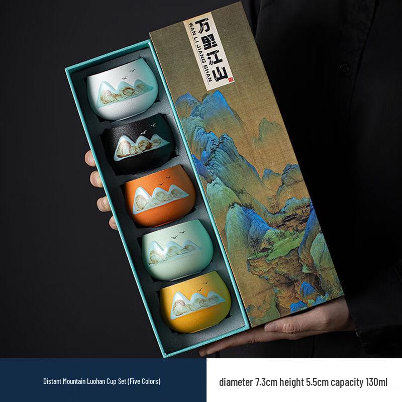 Shangqi Wanli Jiangshan Ceramic Douli Teacup Gift Set