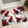 1pc Flannel Floor Mat, Cardinal Red and Red Rose Marble Texture, Entrance Doormat for Bathroom and Bedroom, Non-Slip Absorbent Foot Mat, Durable Wear-