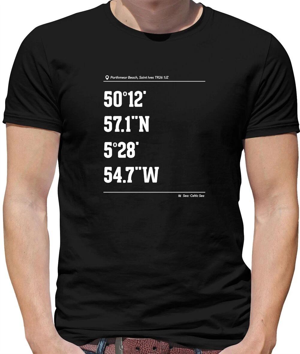 Surfing Coordinates St Ives Mens T-Shirt - Surf - Surfer - Board - Beach L