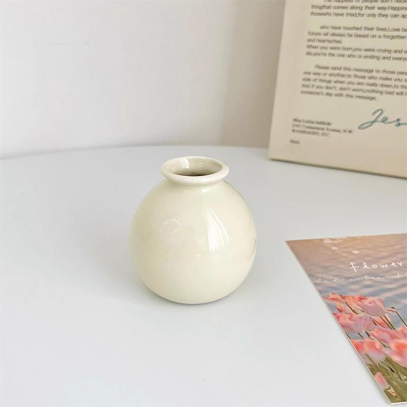 Mini-Keramik-Flaschenvase mit breiter Öffnung, Hydrokulturbehälter, Schreibtischdekoration, modisches Handwerk, Ornament, künstliche Blumenvase