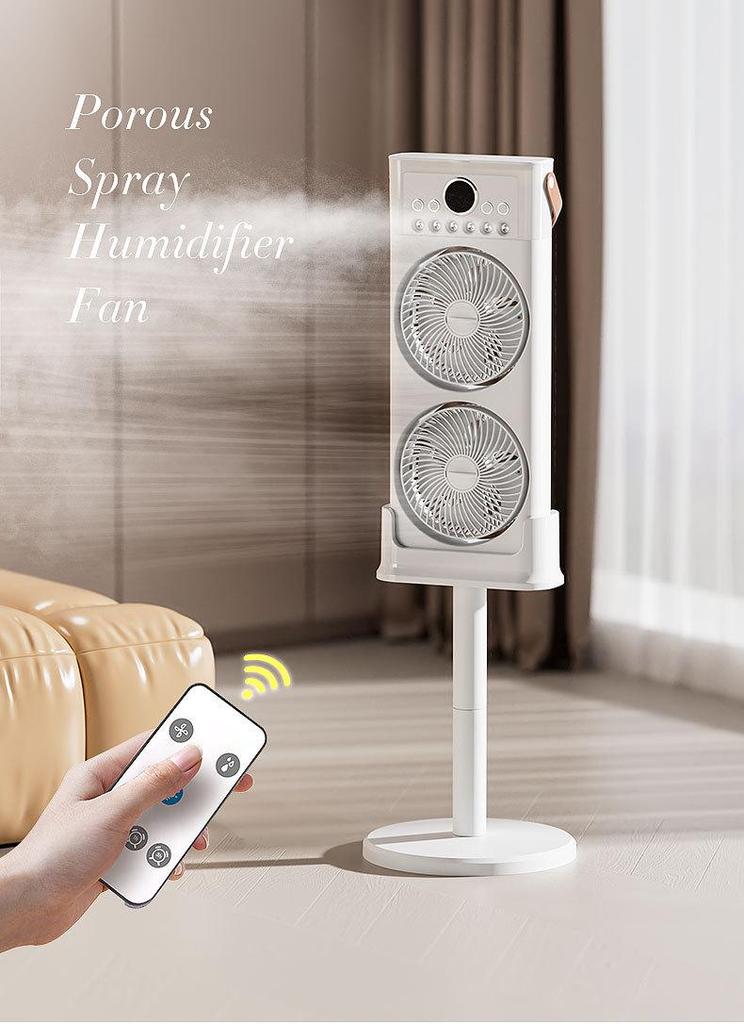 Six/Five-hole Desktop Cold Air Fan & Humidifier with Remote Control for Office/Dorm.